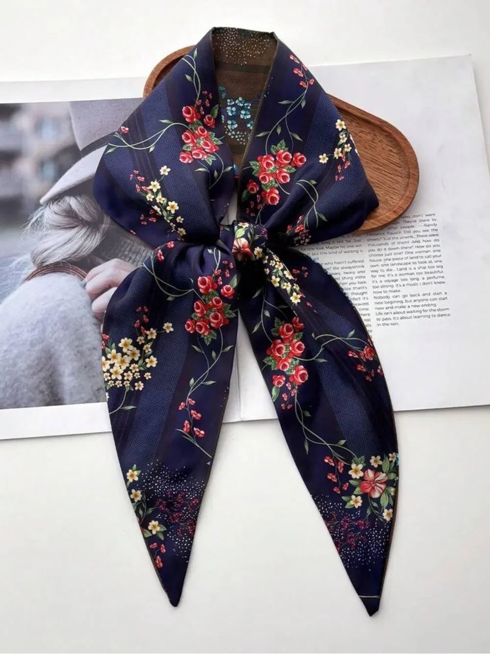 Floral Navy Scarf S149